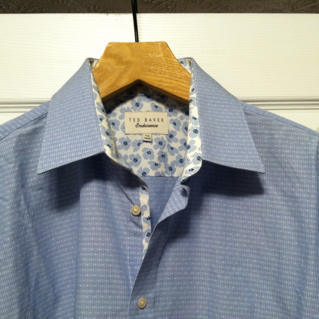 Ted Baker Mens Pre-Owned Blue 100%Cotton Casual Shirt Size: 17.5/34-35